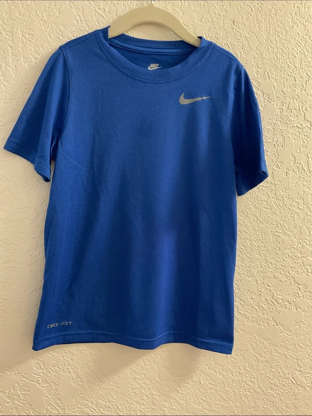 NIKE - TEE - Dri-Fit - Blue/White Nike Logo Boy’s Size S - Short Sleeve